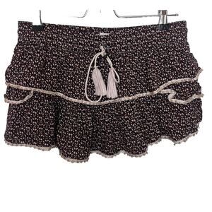 Flannel Australia Floral Beaded Frill Skirt Skort Size 2 Medium Multicolor